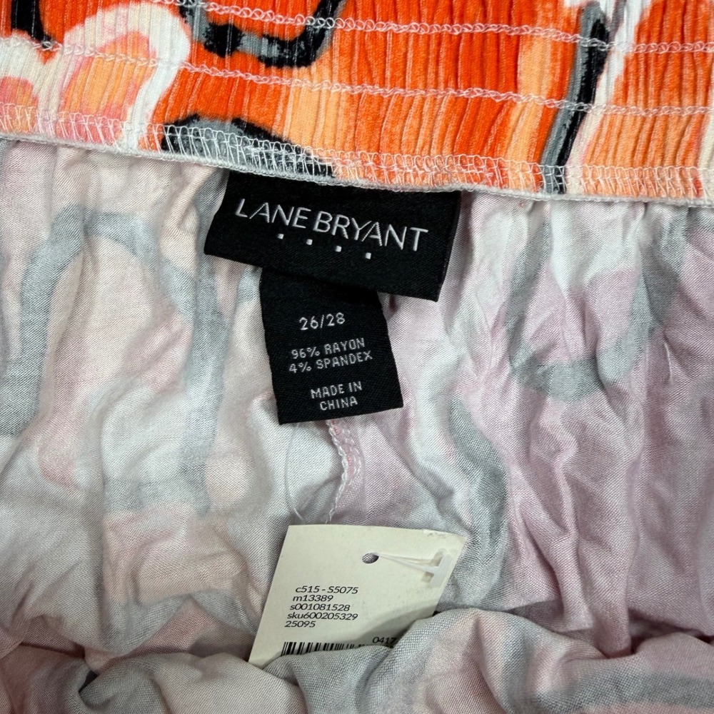 Lane Bryant Pink Orange Abstract Floral Smocked Waist Mini Skirt Plus 26/28R - Picture 3 of 5